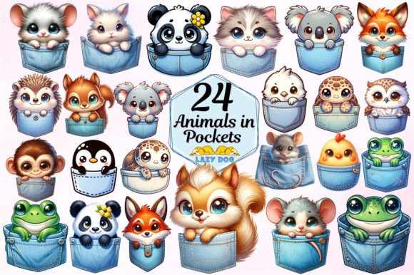 Animals in Pockets Sublimation Clipart for Modern Design