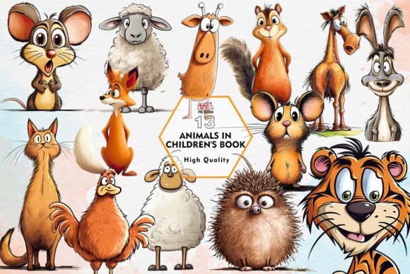 Charming Animals in Children's Book Clipart PNG