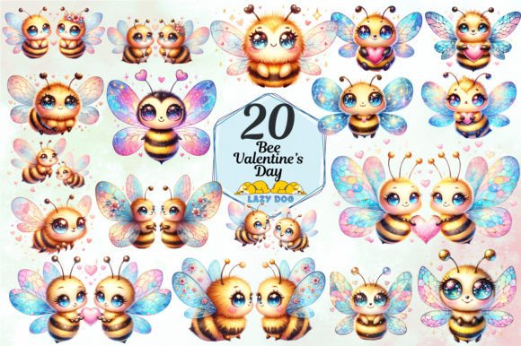 Charming Bee Valentine's Day Sublimation Clipart for Designers