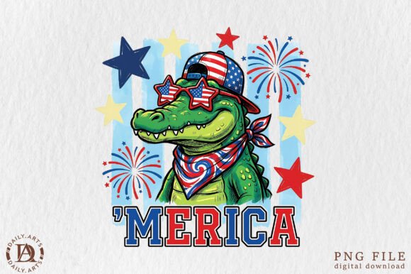 Creative Independence: The 4th of July Alligator Boy PNG