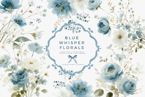 Elegant Blue Watercolor Clipart for Timeless Design