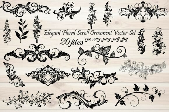 Elegant Floral Scroll Ornament Vector: Elevate Your Designs