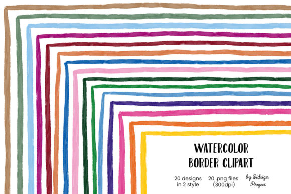 Elevate Your Designs with 15 Watercolor Border Clipart