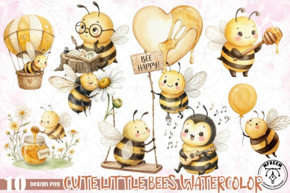Enhance Your Projects with Adorable Bee Watercolor Art