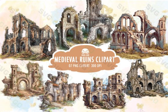 Medieval Ruins Clipart Sublimation: A Designer's Asset