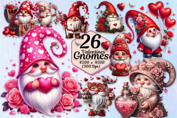 Valentine's Day Gnome Couple Sublimation Bundle: Design Assets