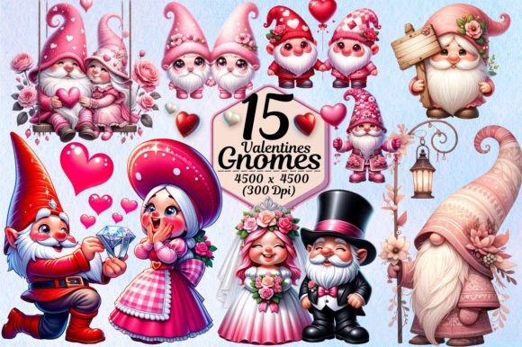 Valentine's Day Gnome Couple Sublimation: Design Assets for Creative Projects
