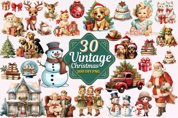 Vintage Christmas Watercolor Clipart: A Designer's Festive Toolkit