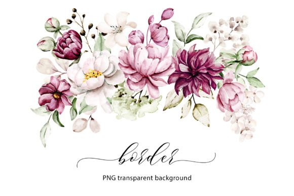Watercolor Flowers: Elevate Your Design with a Floral Border PNG
