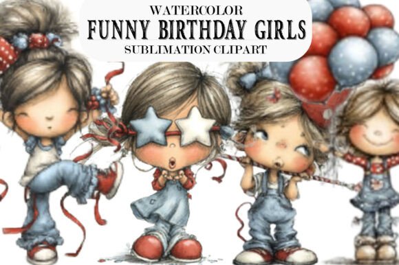 Watercolor Funny Birthday Girls Clipart: Elevate Your Creative Projects