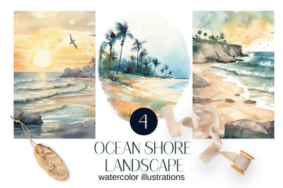 Watercolor Sea Coast: Elevate Your Designs with Serene Landscapes