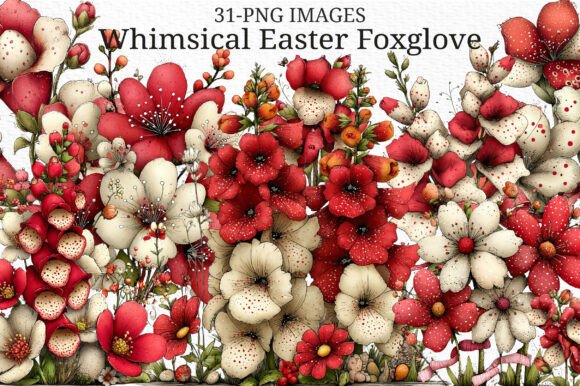 Whimsical Easter Foxglove Clipart for Spring Designs