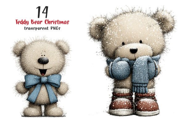 Whimsical Teddy Bear Christmas Clipart for Festive Designs