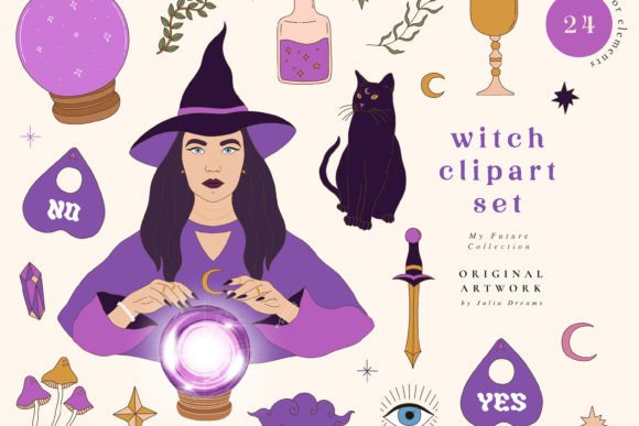 Witch Clipart Set: Magic for Modern Design Projects